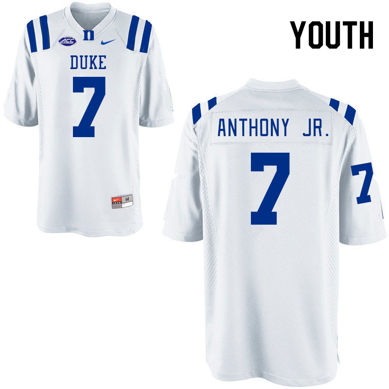 Youth #7 Vincent Anthony Jr. Duke Blue Devils College Football Jerseys Stitched-White